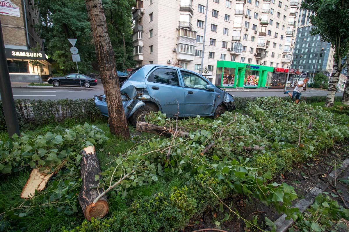 В Киеве на бульваре Леси Украинки Chevrolet снес дерево – Главное в Украине