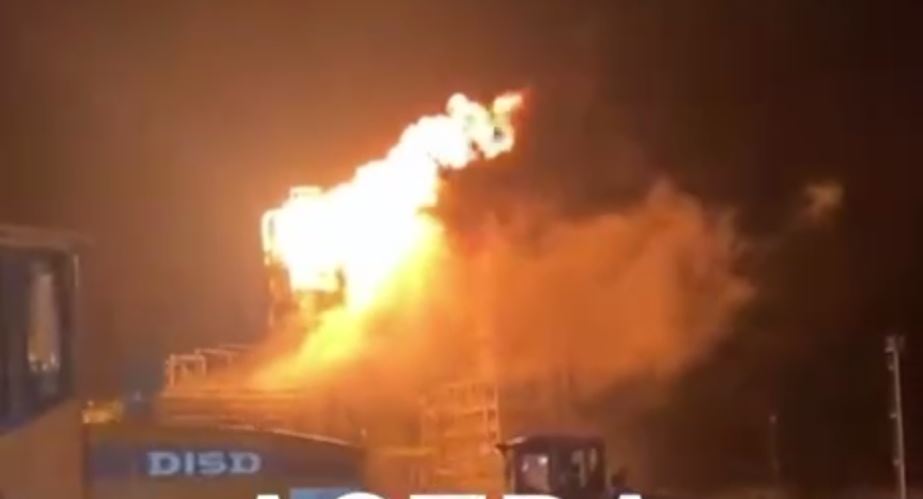 Горящий Ильский НПЗ / Скриншот из видео