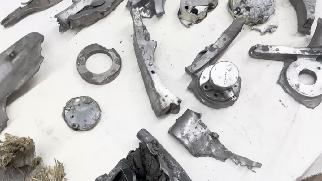 Обломки ракеты, которой РФ атаковала Киев 7 февраля 2024 года / Скриншот из видео КНИИСЭ