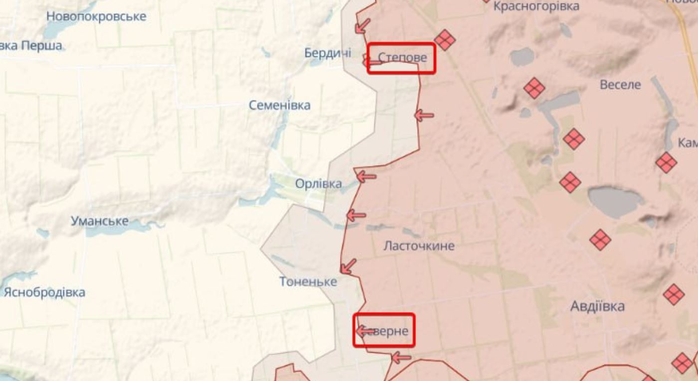 Сриншот интерактивной онлайн карты боевых действий DeepState