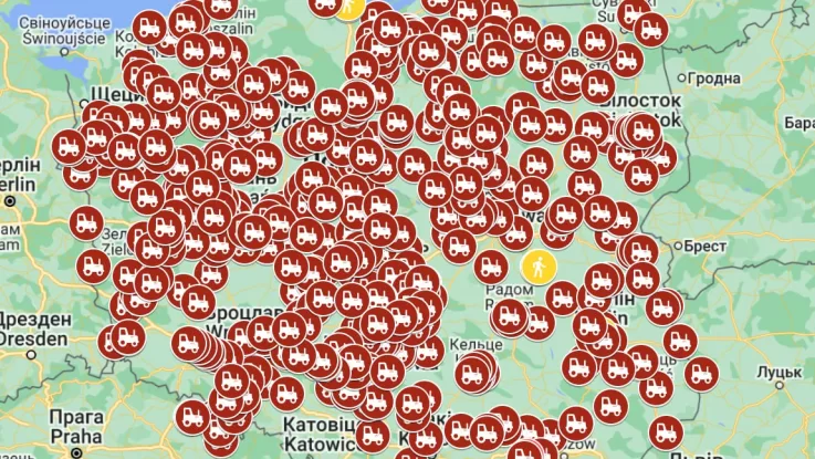 Мапа страйків у Польщі