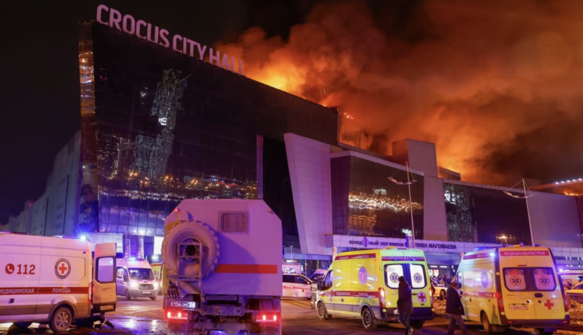 Пожар в Crocus City Hall в подмосковном Красногорске, 22 марта 2024 / Фото ТАСС