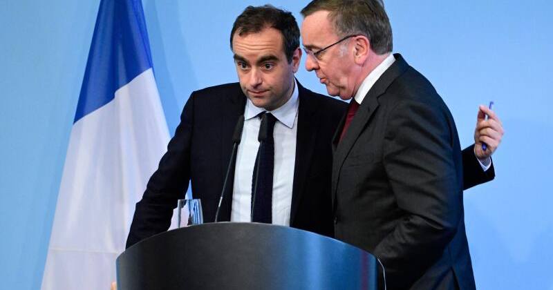 Міністр збройних сил Франції Себастьєн Лекорню і міністр оборони Німеччини Борис Пісторіус у Берліні 22 березня 2024 року / Фото AFP