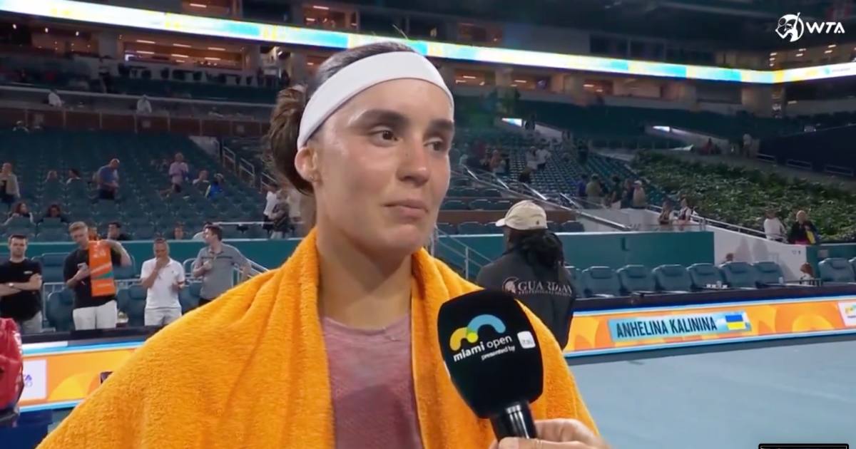 Ангелина Калинина дает интервью после победы над Ариной Соболенко / Скриншот из эфира теннисного турнира в Майами