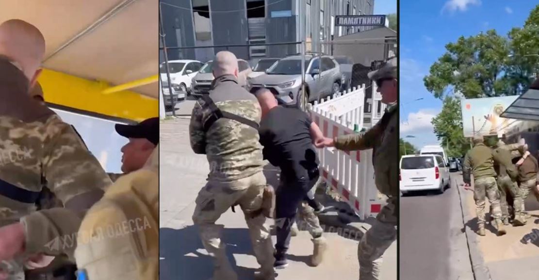 Конфликт между мужчиной в военной форме и гражданским в Одессе / Скриншот с видео