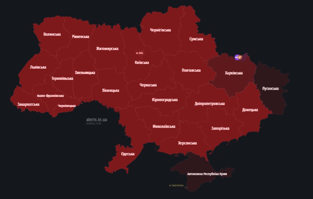 Карта воздушных тревог alerts.in.ua