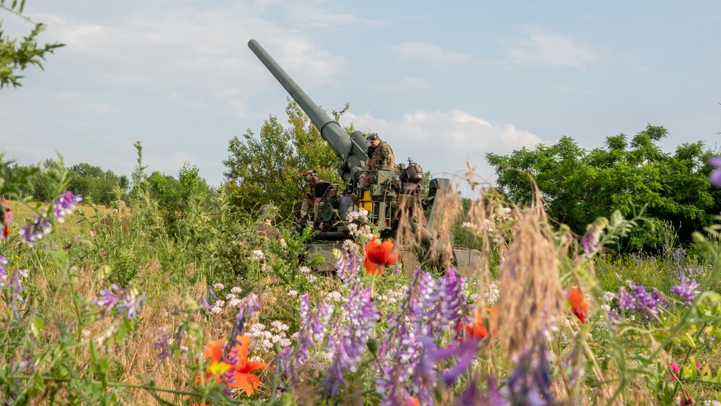 Українські військові серед квіткового поля / Фото: Генштаб ЗСУ
