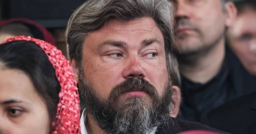 Константин Малофеев во время божественной литургии в храме на Поклонной горе, 2023 год / Фото ТАСС