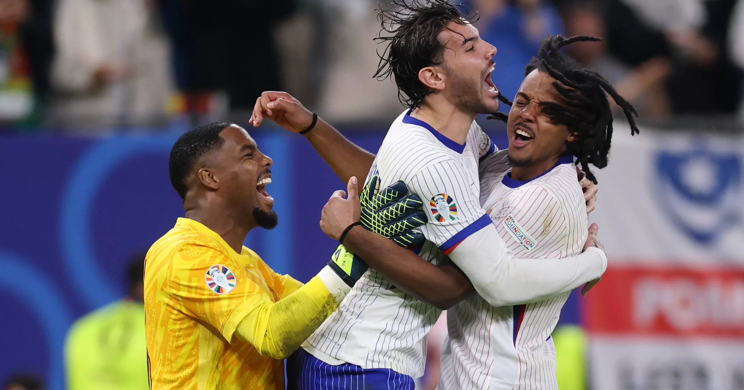 Футболісти збірної Франції радіють перемозі над Португалією та виходу до півфіналу Євро-2024 / Фото УЄФА