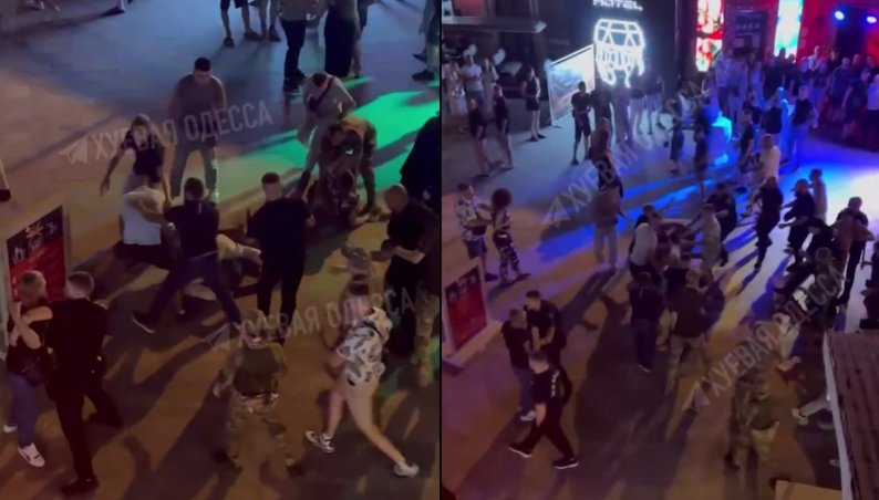 Драка в одесской Аркадии / Скриншот из видео