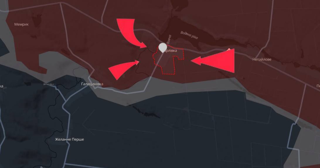 Примитивная схема окружения Карловки / Карта DeepState