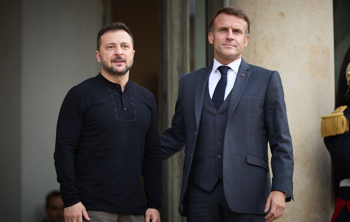 Президент Франції Еммануель Макрон разом з президентом України Володимиром Зеленським / Фото: Офіс президента України