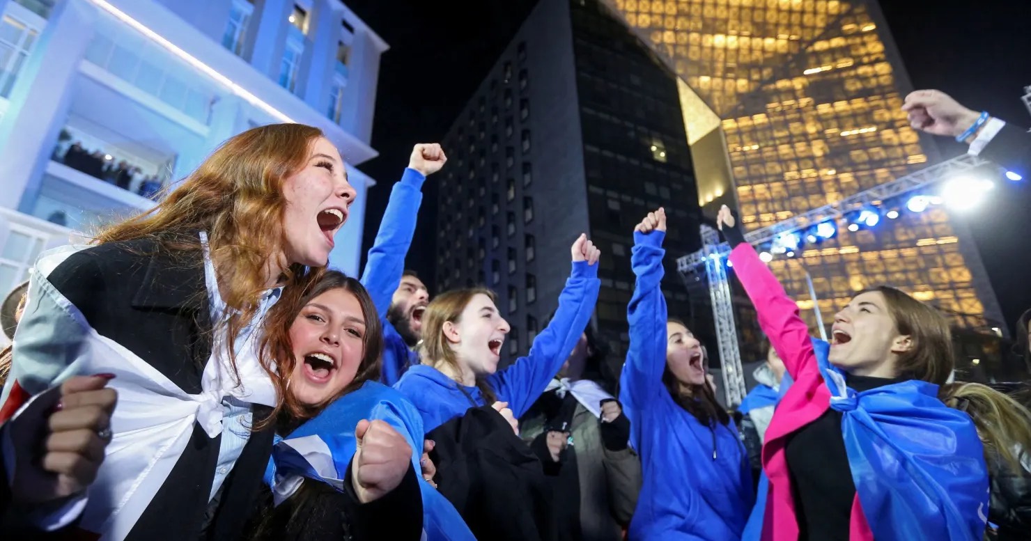 Supporters of the Georgian Dream party celebrate victory after the announcement of exit poll results in the parliamentary elections in Tbilisi, Georgia, 26 October 2024 / Photo by Reuters