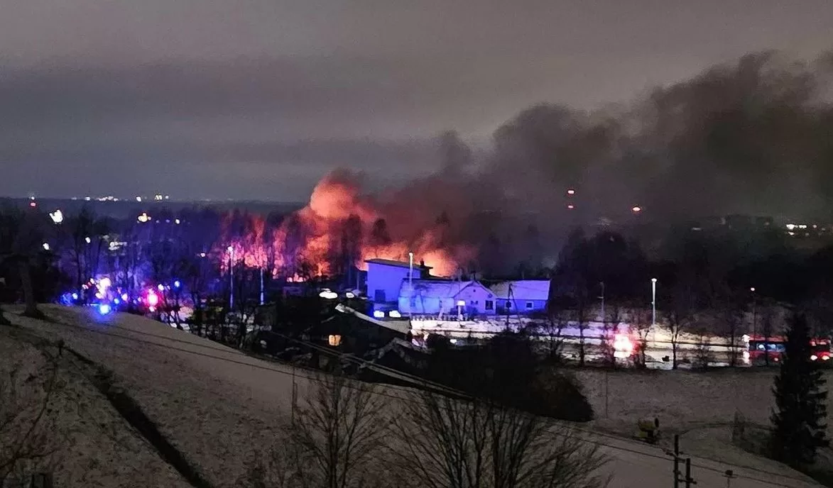 Fire at the crash site in Vilnius / Photo from social media