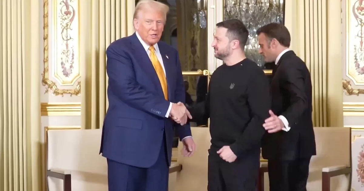 Володимир Зеленський зустрівся з обраним президентом США Дональдом Трампом та президентом Франції Еммануелем Макроном / Скріншот відео