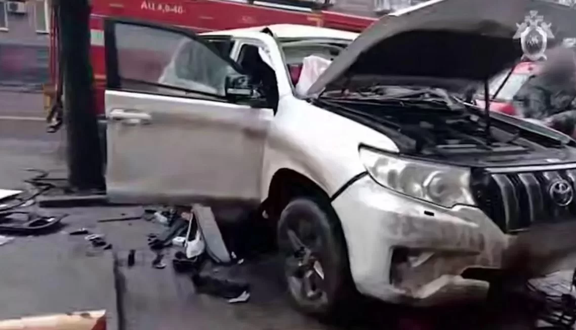 An exploded SUV / Still from the video