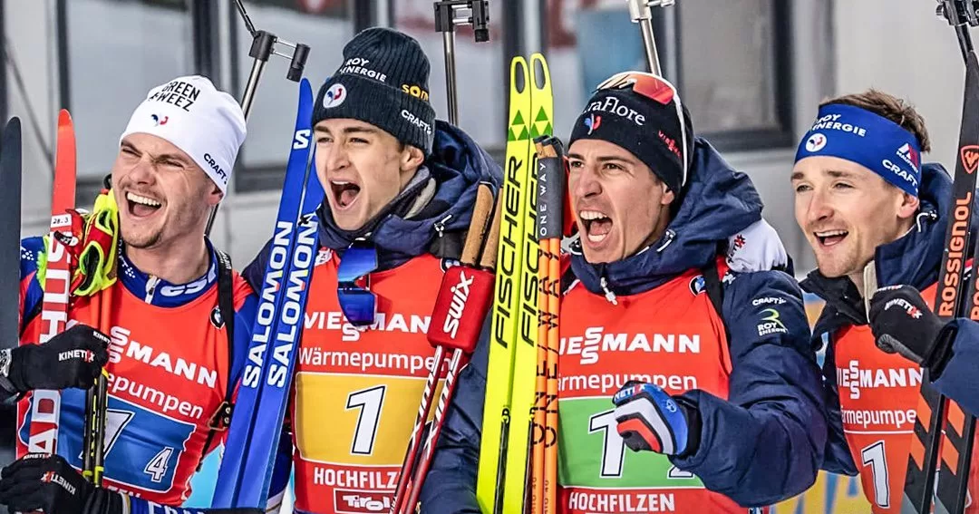 Победители мужской эстафеты на Кубке мира в Хохфильцене сборная Франции / Фото International Biathlon Union @biathlonworld