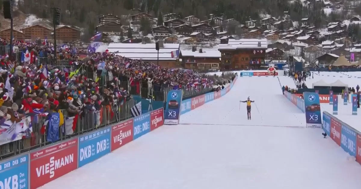 Финиширует Франциска Пройс / Скриншот трансляции