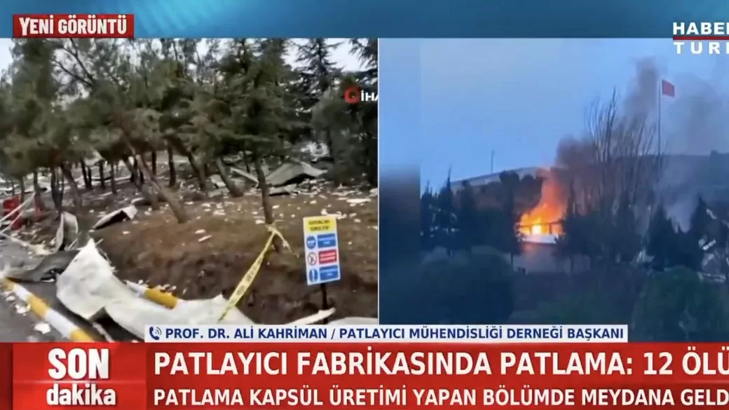 В Турции произошел взрыв на заводе по производству взрывчатки / Скриншот видео из эфира HABER Turk