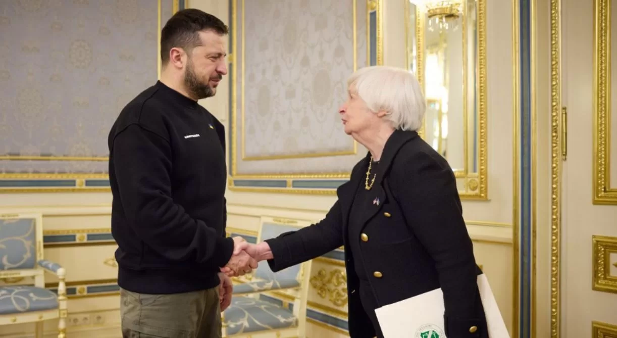 Президент України Володимир Зеленський разом з міністром фінансів США Джанет Єллен / Фото: Офіс президента