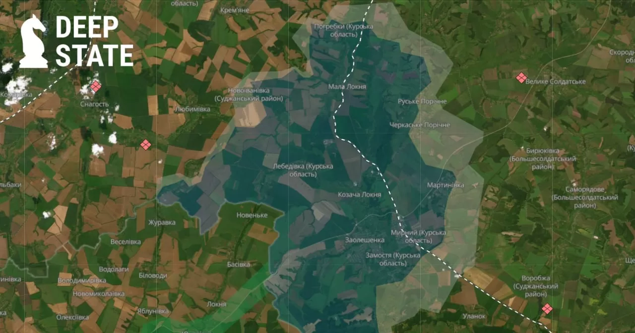 Map of the war zone in the Kursk region / Photo by DeepState