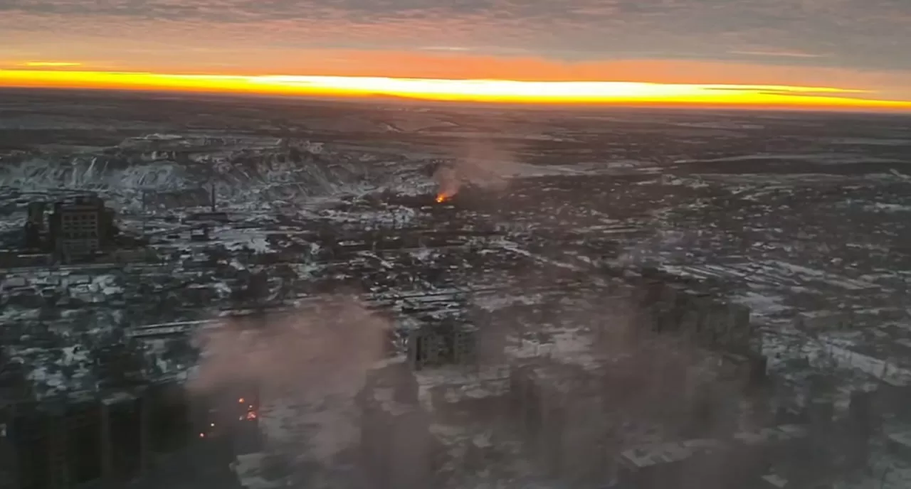 Торецьк, кадри з повітря / Скриншот із відео зведеної бригади "Хижак"
