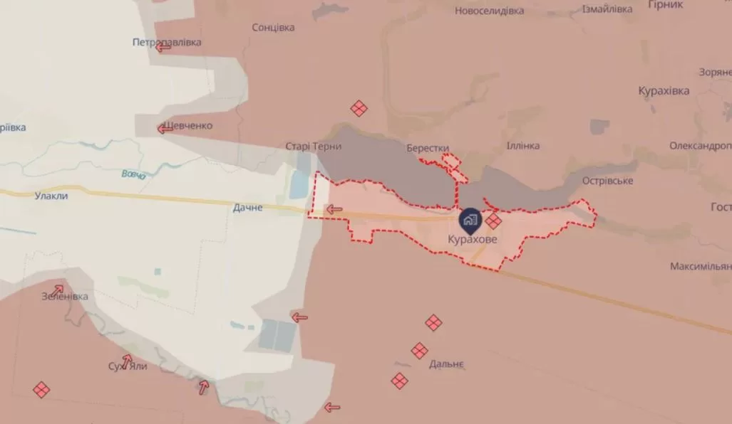 Місто Курахове на мапі DeepState