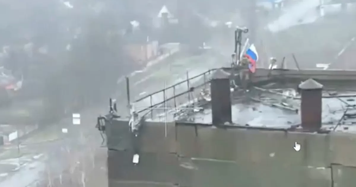 Окупанти підняли прапор над елеватором у Кураховому, грудень 2024 року / Скриншот відео