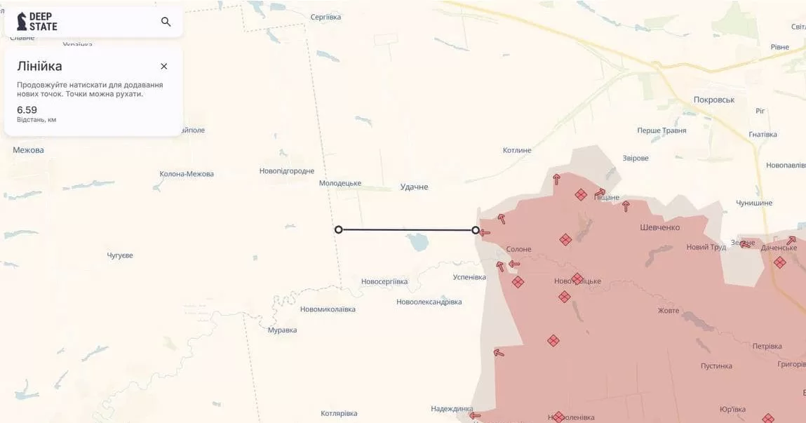 The occupiers are less than seven kilometres away from the borders of Dnipro region / Photo by DeepState