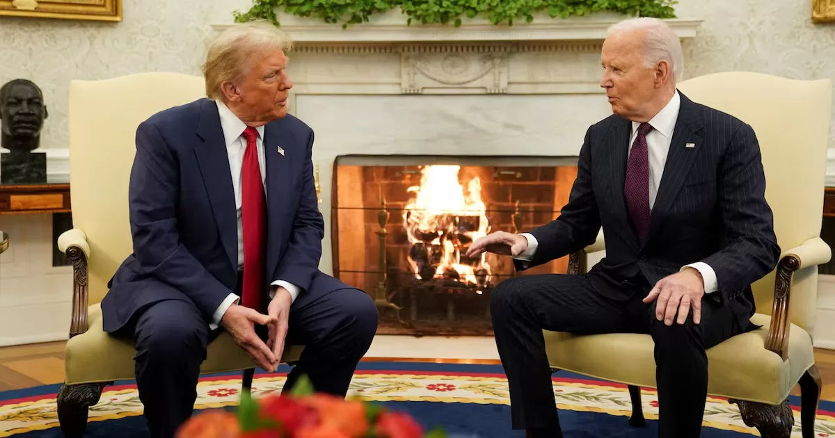 Президент США Джо Байден встречается с избранным президентом Дональдом Трампом в Овальном кабинете в Белом доме в Вашингтоне, США, 13 ноября 2024 года / Фото Reuters