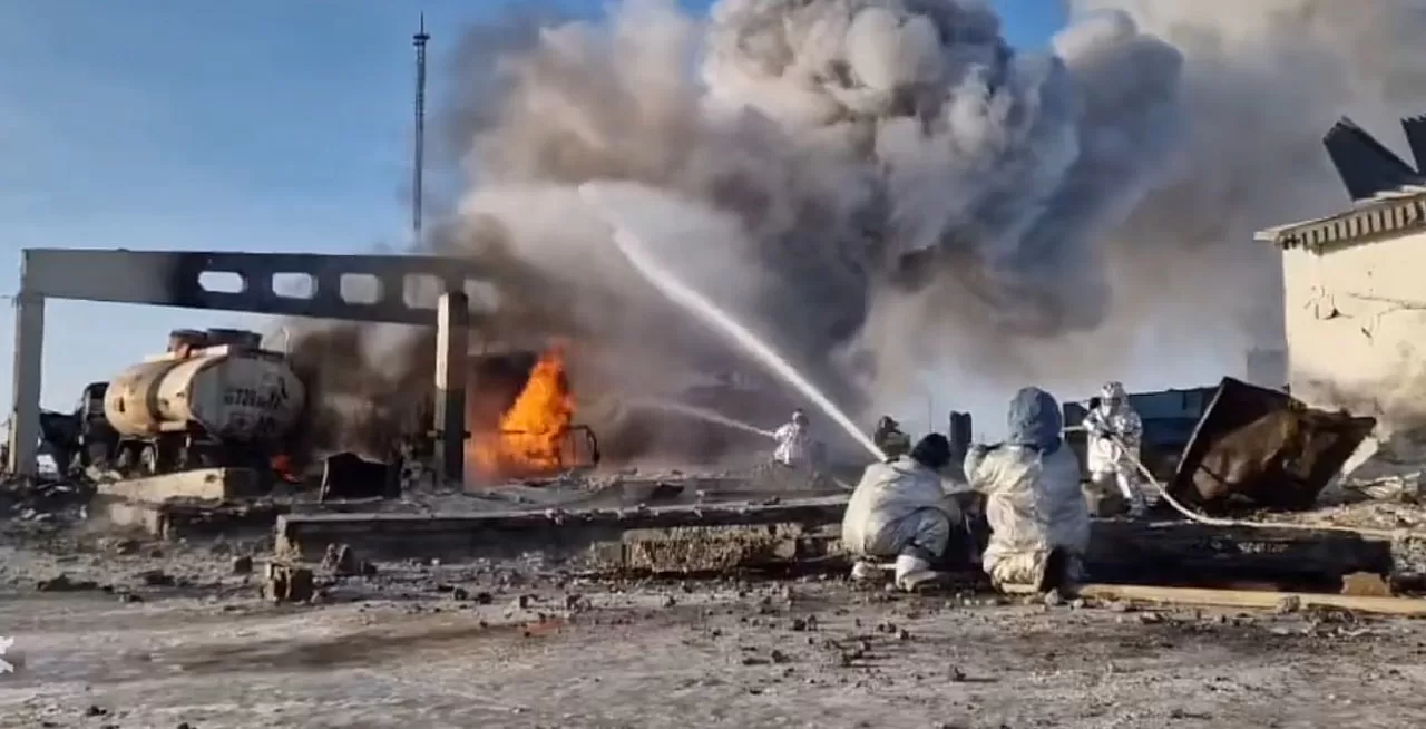 Пожежа на нафтобазі в Казахстані / Скриншот із відео