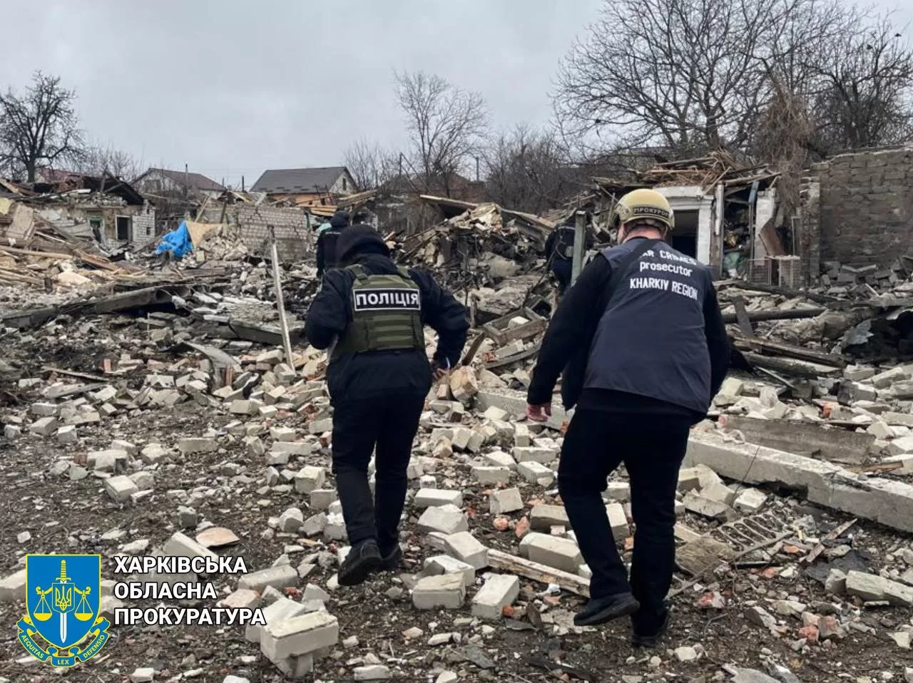 Law enforcement officers at the site of an air strike in Kupiansk / Photo: Kharkiv Regional Prosecutor's Office