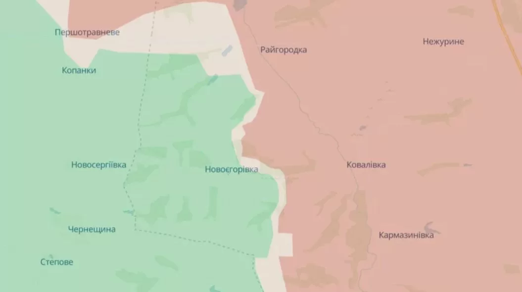 Новоегоровка на карте DeepState