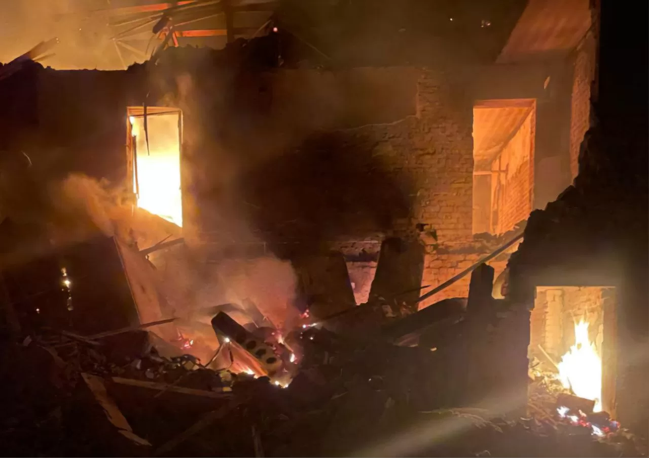 Пожар в Днепропетровской области после удара БпЛА / Фото: Сергей Лысак