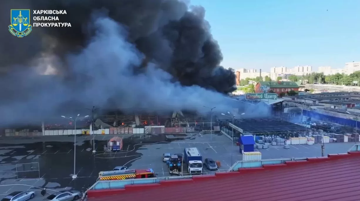 Russian Federation strikes a construction hypermarket in Kharkiv from the air / Photo: Kharkiv Regional Prosecutor's Office
