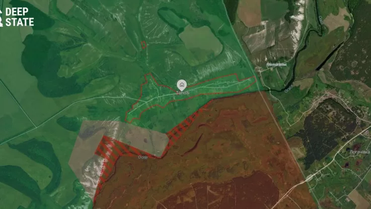 Карта оперативной обстановки в районе н.п. Тополи / Фото DeepState