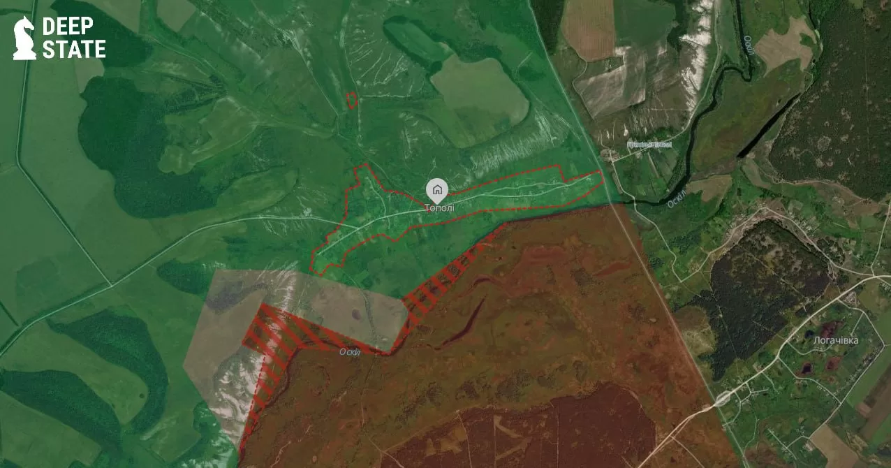 Карта оперативной обстановки в районе н.п. Тополи / Фото DeepState