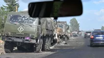 Знищена російська військова колона в Курській області / Фото: AP