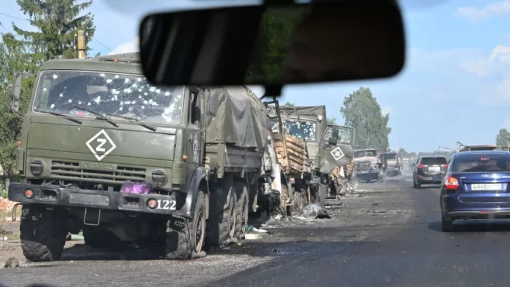 Уничтожена российская военная колонна в Курской области / Фото: AP