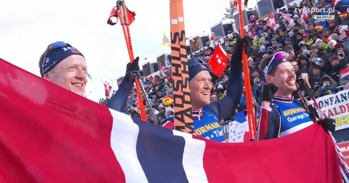 Переможці масстарту у Ленцергайде: Ендре Стремсгейм, Стурла Легрейдта Йоганнес Бьо / Фото TVP Sport