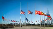 Флаги стран-членов возле штаб-квартиры НАТО в Брюсселе / Фото: x.com/NATO