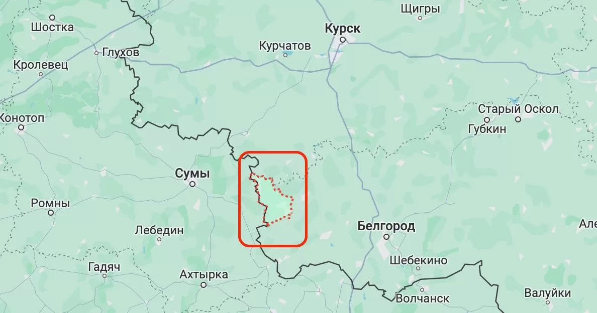 Краснояружский район Белгородской области на карте / Google Maps
