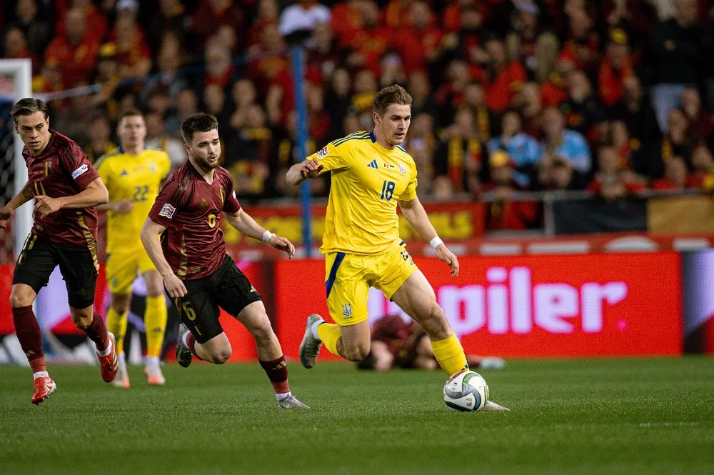 One of the moments of the Belgium-Ukraine match / Photo by UAF