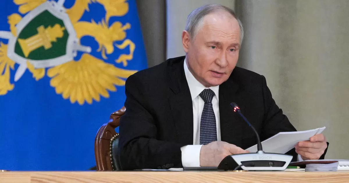 Путин выступает на расширенном заседании коллегии Генеральной прокуратуры в Москве, Россия, 19 марта 2025 года / Фото Sputnik