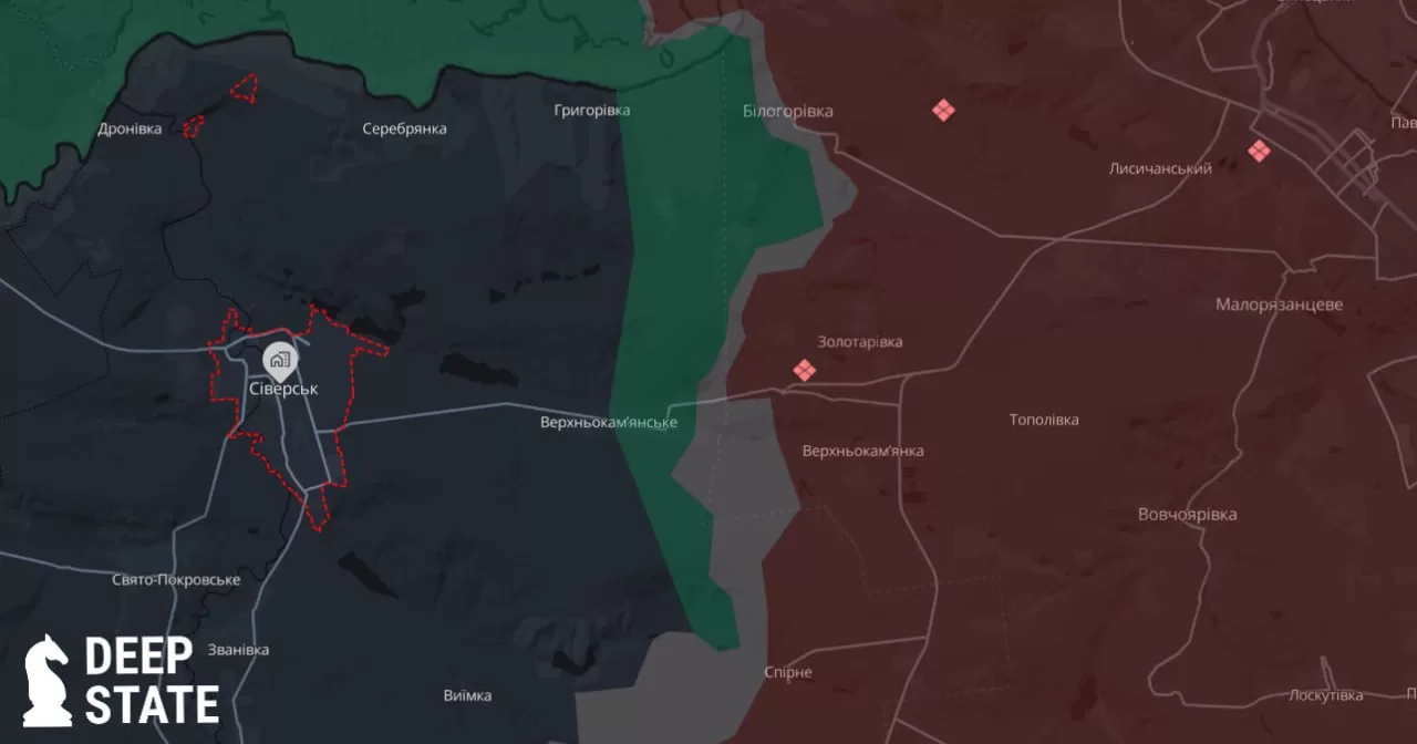 Operational map of hostilities in the area of Siversk / Photo by DeepState
