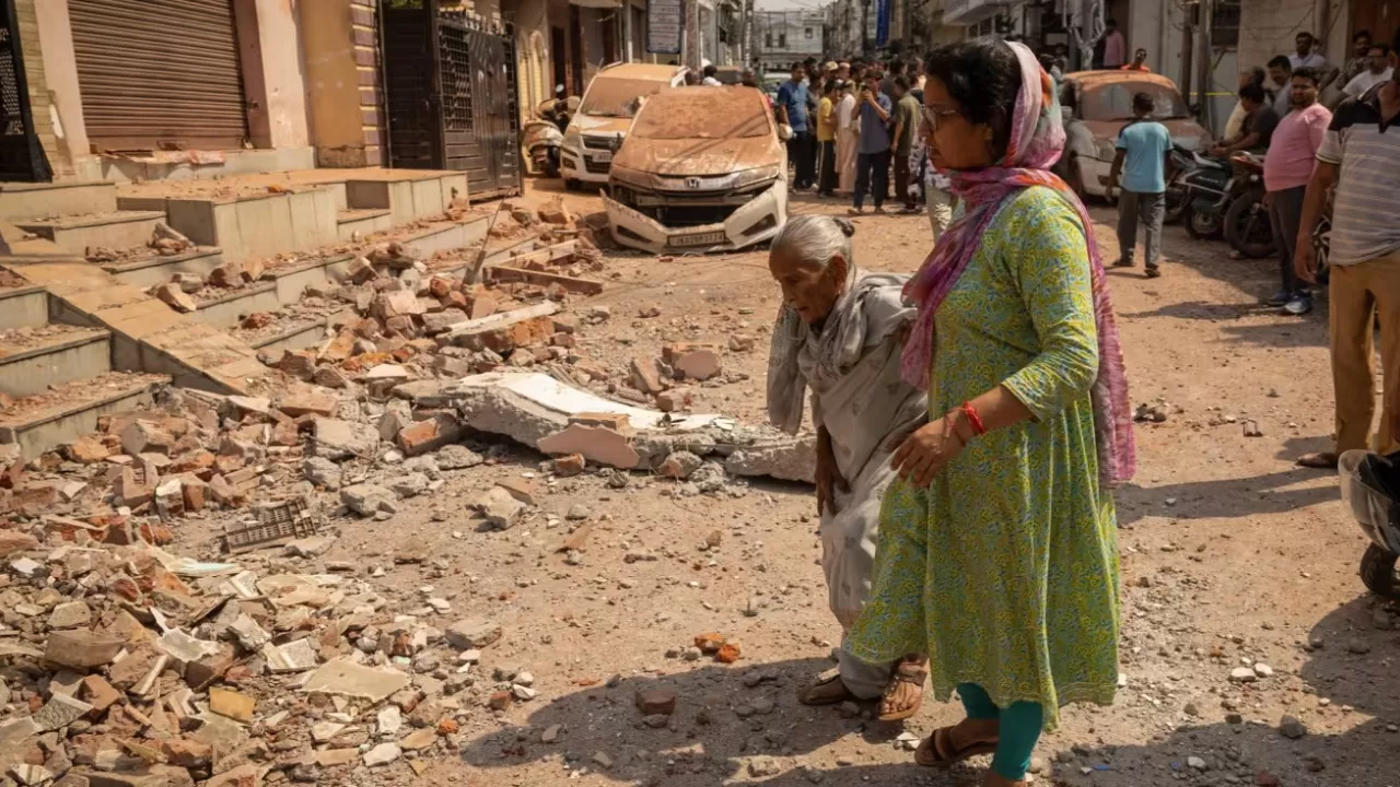 Женщины осматривают поврежденный дом в Рехари, Джамму / Фото Reuters