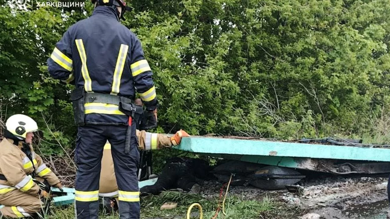 Спасатели на месте смертельного ДТП под Харьковом / Фото: ГСЧС