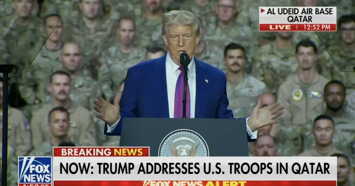 Трамп виступає перед військовими на американській базі в Ель-Удейді в Катарі / Скриншот відео