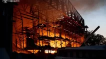 Fire at the site of the drone attack in Odesa / Photo: State Emergency Service