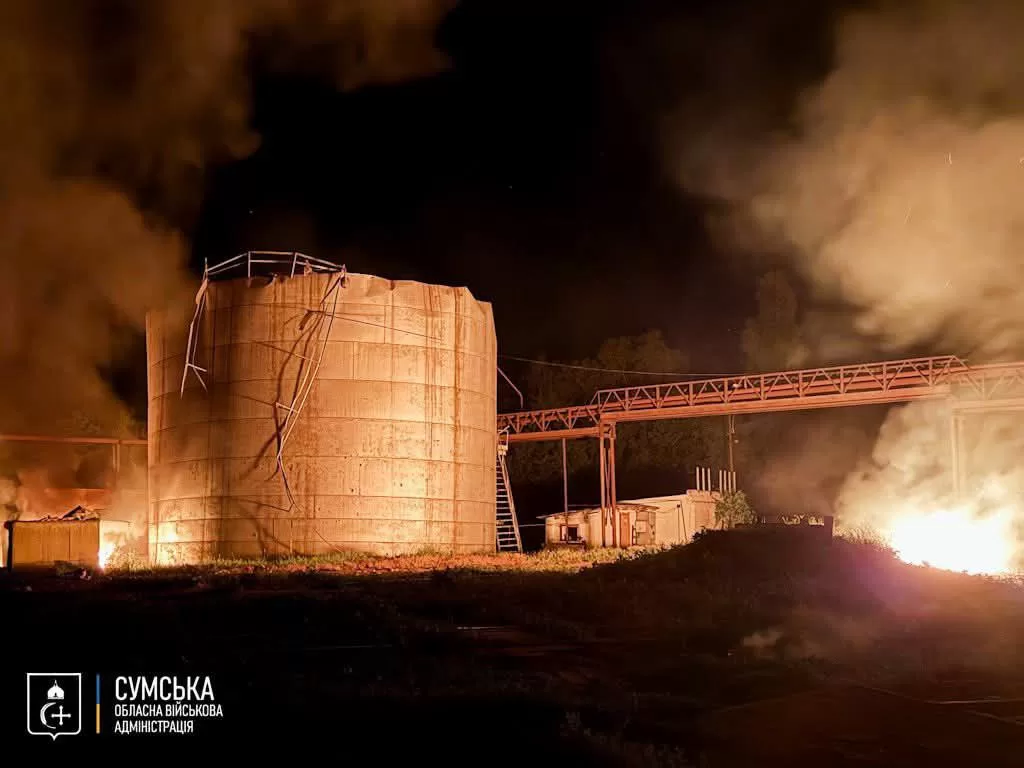 Russians attack Sumy region with 12 UAVs: bioethanol plant burns